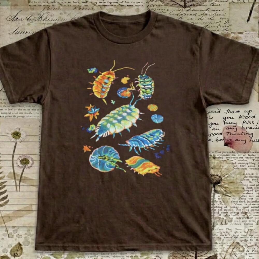 Brown T-Shirt With Colorful Insect Design